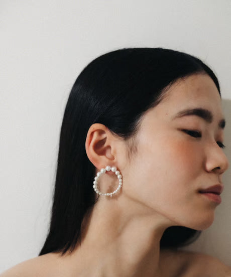 【ROOM.THE.ROOM】Pearl oval pierces(ピアス)