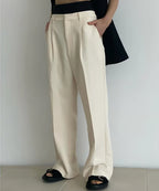 【ROOM.THE.ROOM】Belt layered pants/ Col. IVORY/ NAVY/ SAX
