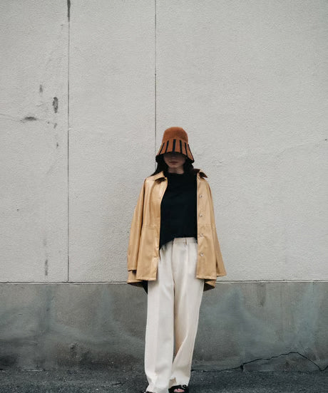 【ROOM.THE.ROOM】Agyness Fake leather jacket Col. GOLD /IVORY