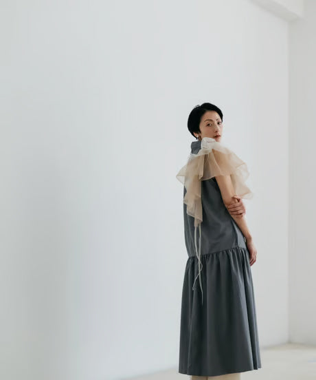 【ROOM.THE.ROOM】High-neck sleeveless dress Col. IVORY/GREY