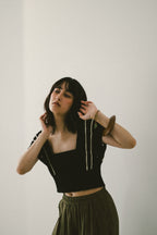 【ROOM.THE.ROOM】Oliver cropped-mesh cardigan