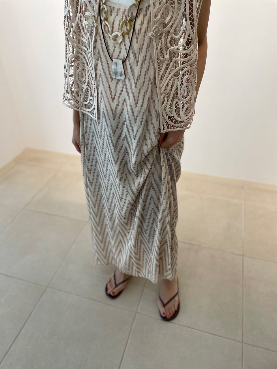 【SALE20%OFF】Chevron Foil Cut Jacquard One Piece