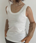 【ROOM.THE.ROOM】Organic cotton tanktop Col. OFF WHITE /BLACK