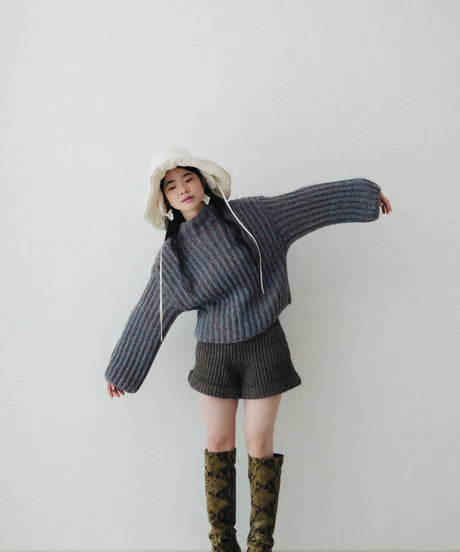 【faible and failure】 Brioche sweater Col.CAMEL,OFF WHITE
