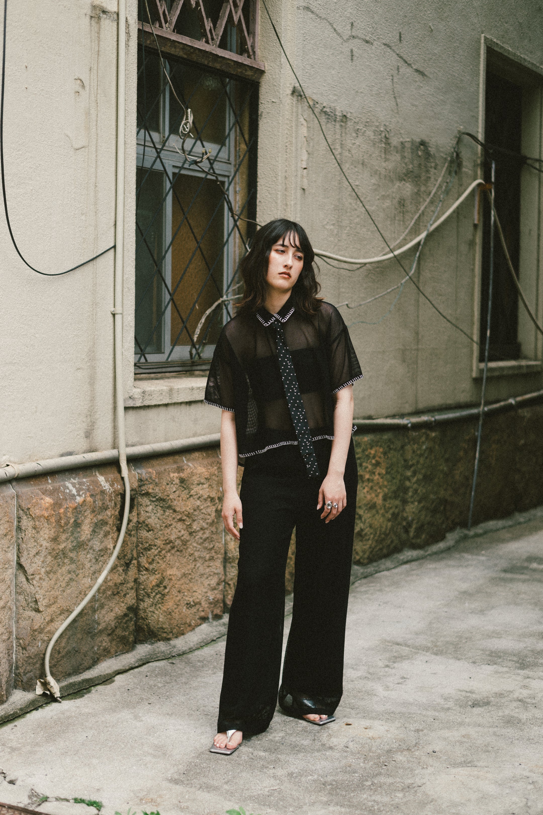 【ROOM.THE.ROOM】Elio flare mesh shirt