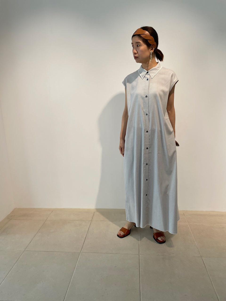 【SALE10%OFF】Sleeveless shirt dress