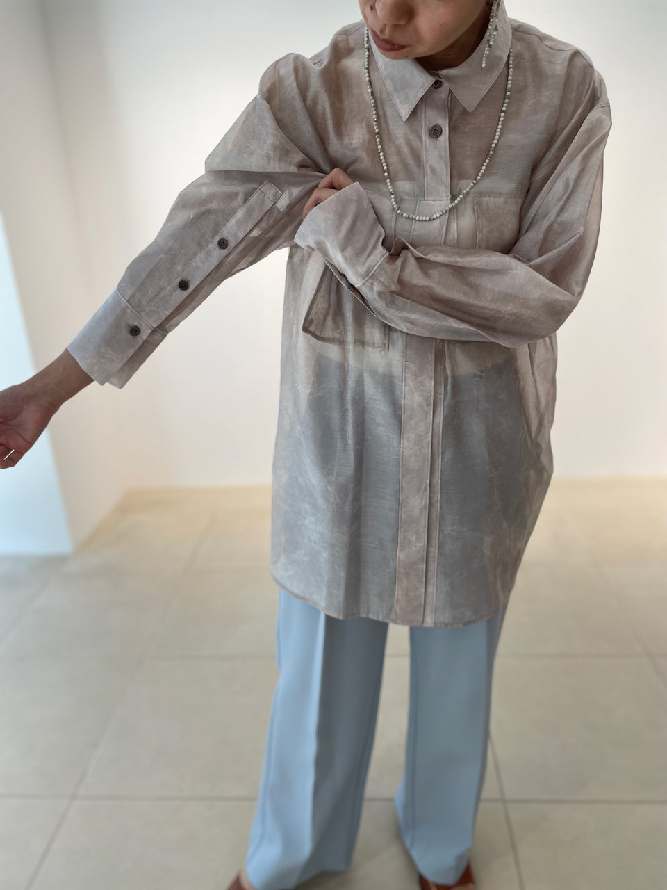 Nuance Print Sheer Shirt