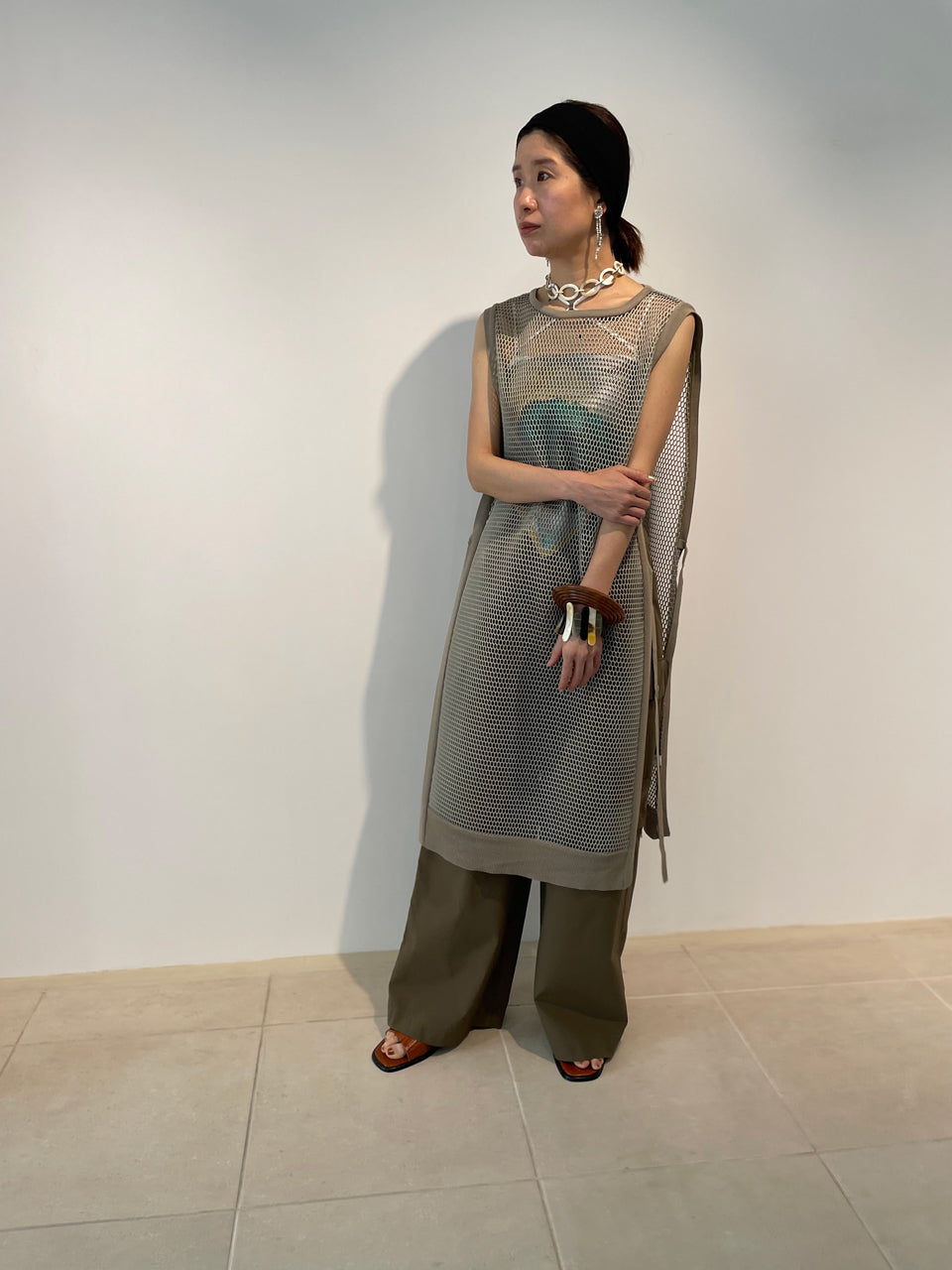 【SALE20%OFF】Mesh combination long vest