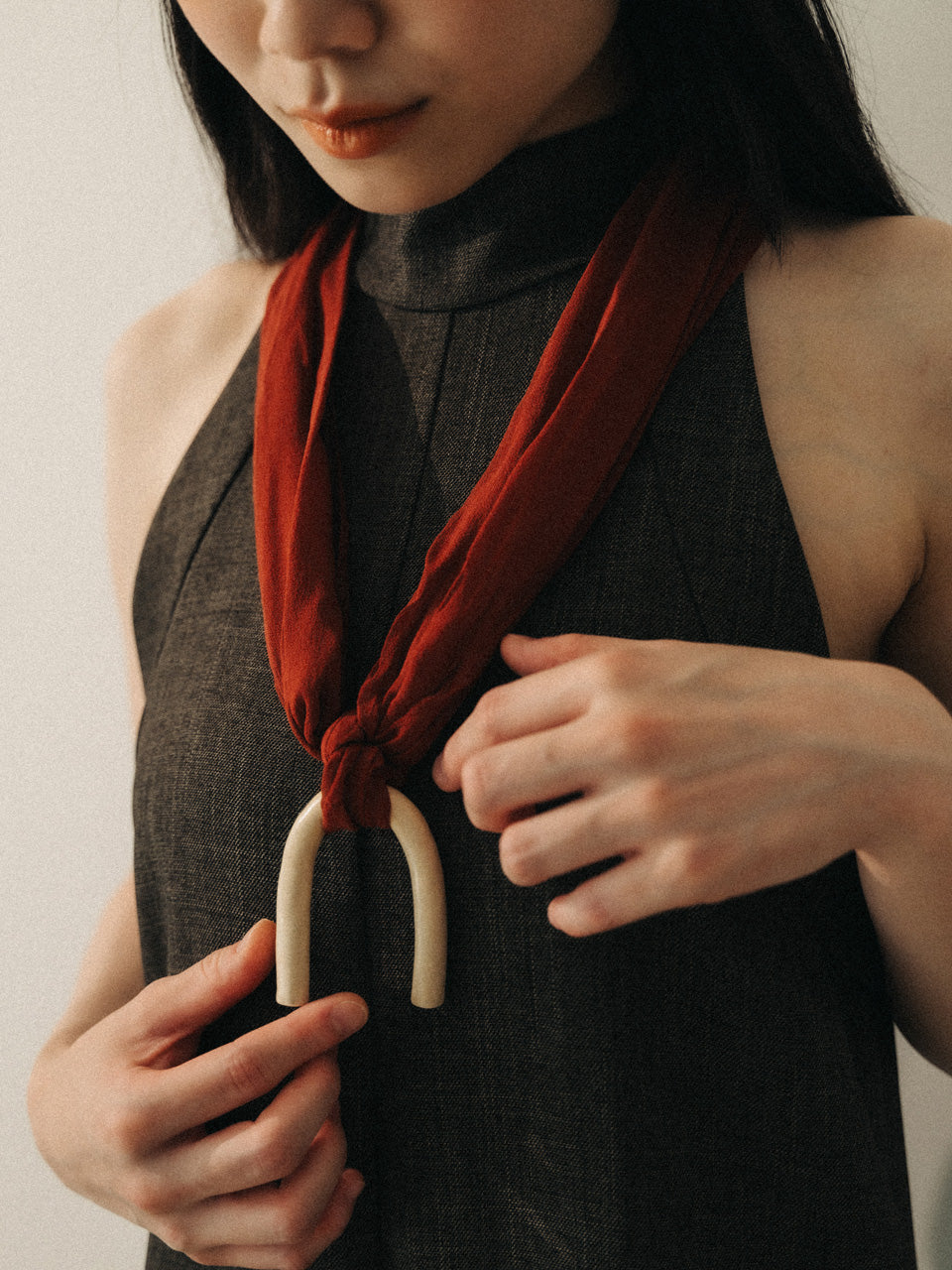 【g.binsky】ARK silk necklace Col. TERRACOTTA