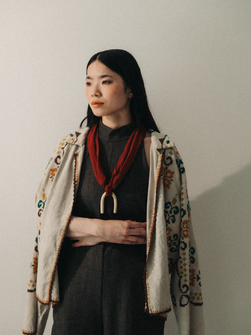 【g.binsky】ARK silk necklace Col. TERRACOTTA