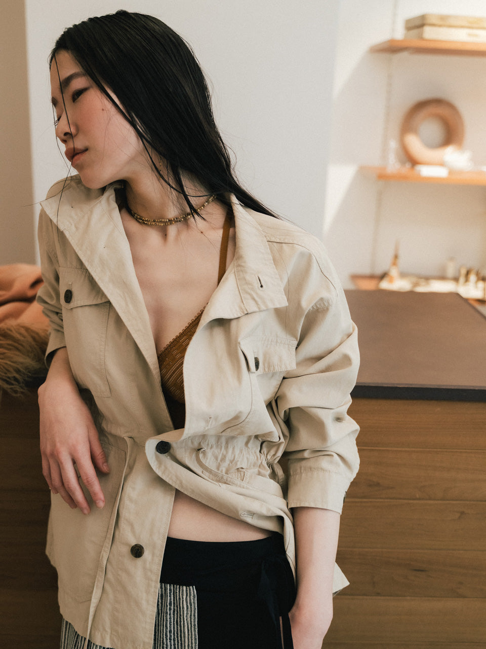 【Luce Costante】Animal long necklace Picasso jasper