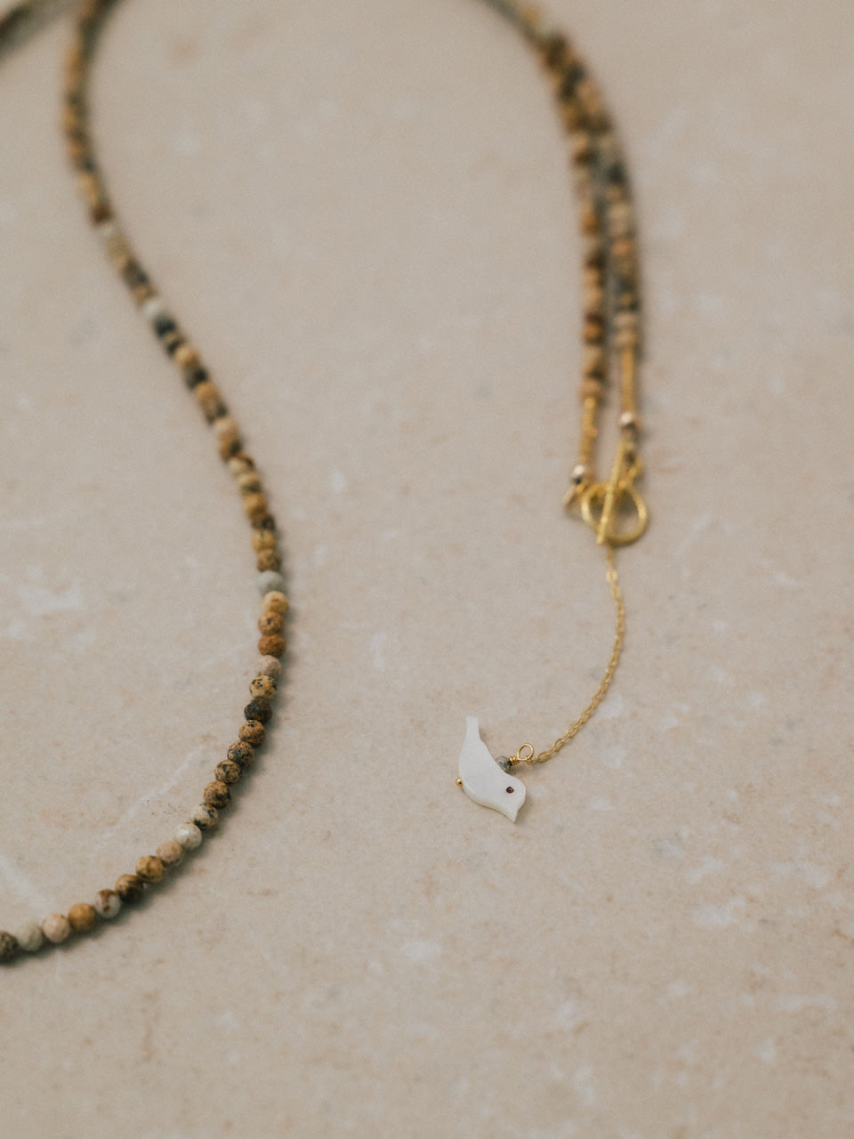 【Luce Costante】Animal long necklace Picasso jasper