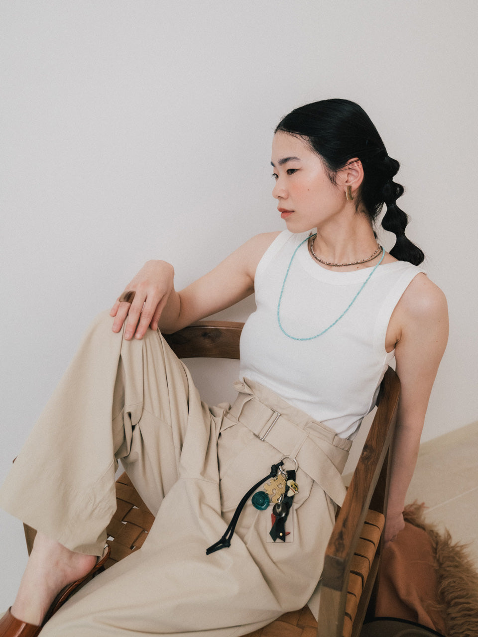 【Luce Costante】Animal long necklace Magnesite turquoise