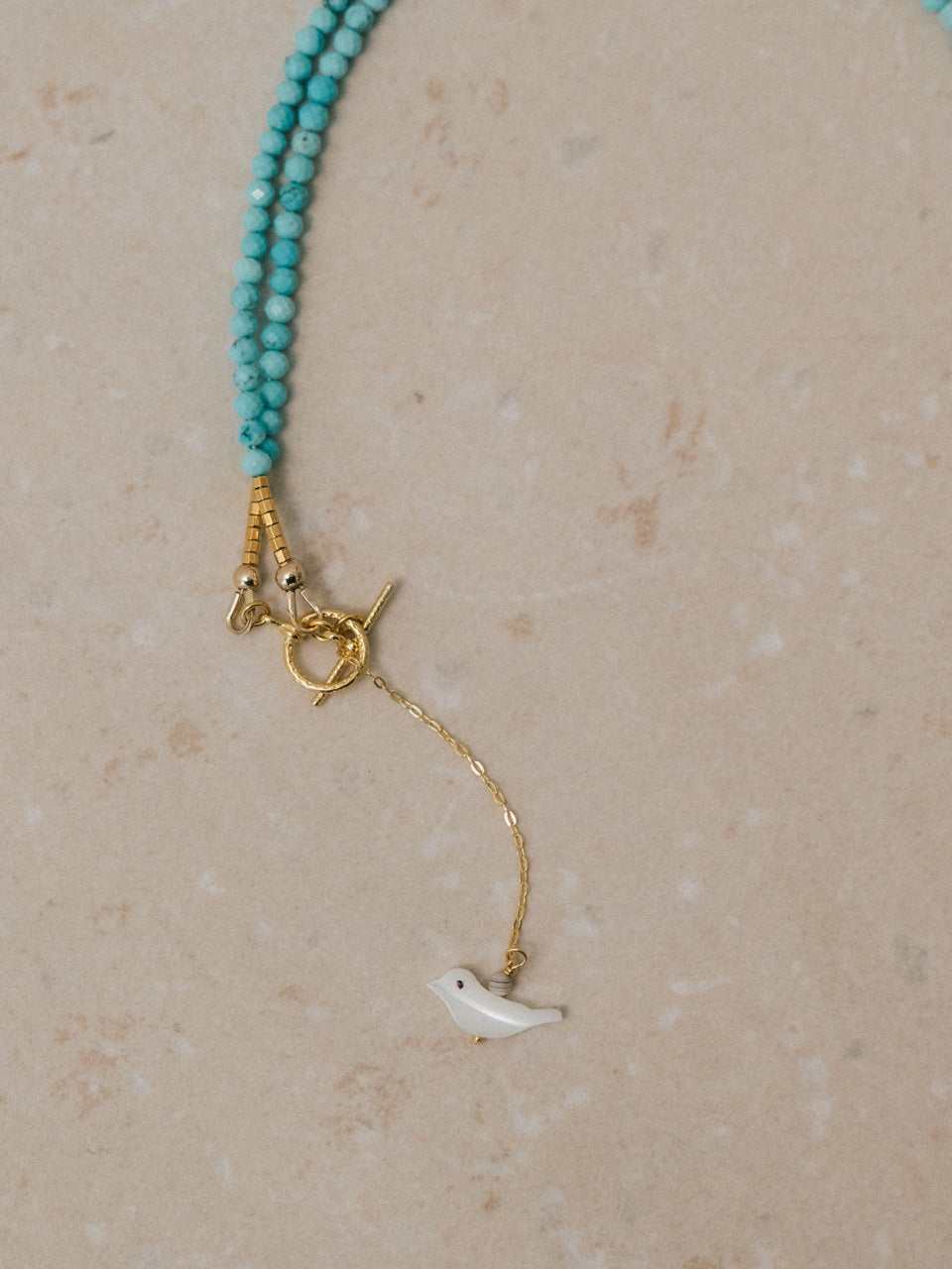 【Luce Costante】Animal long necklace Magnesite turquoise