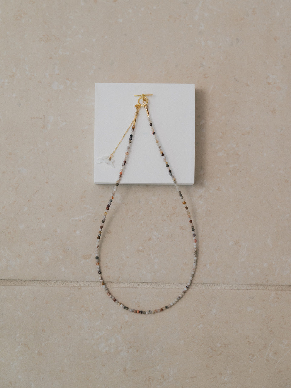 【Luce Costante】Animal short necklace Laguna lace agate