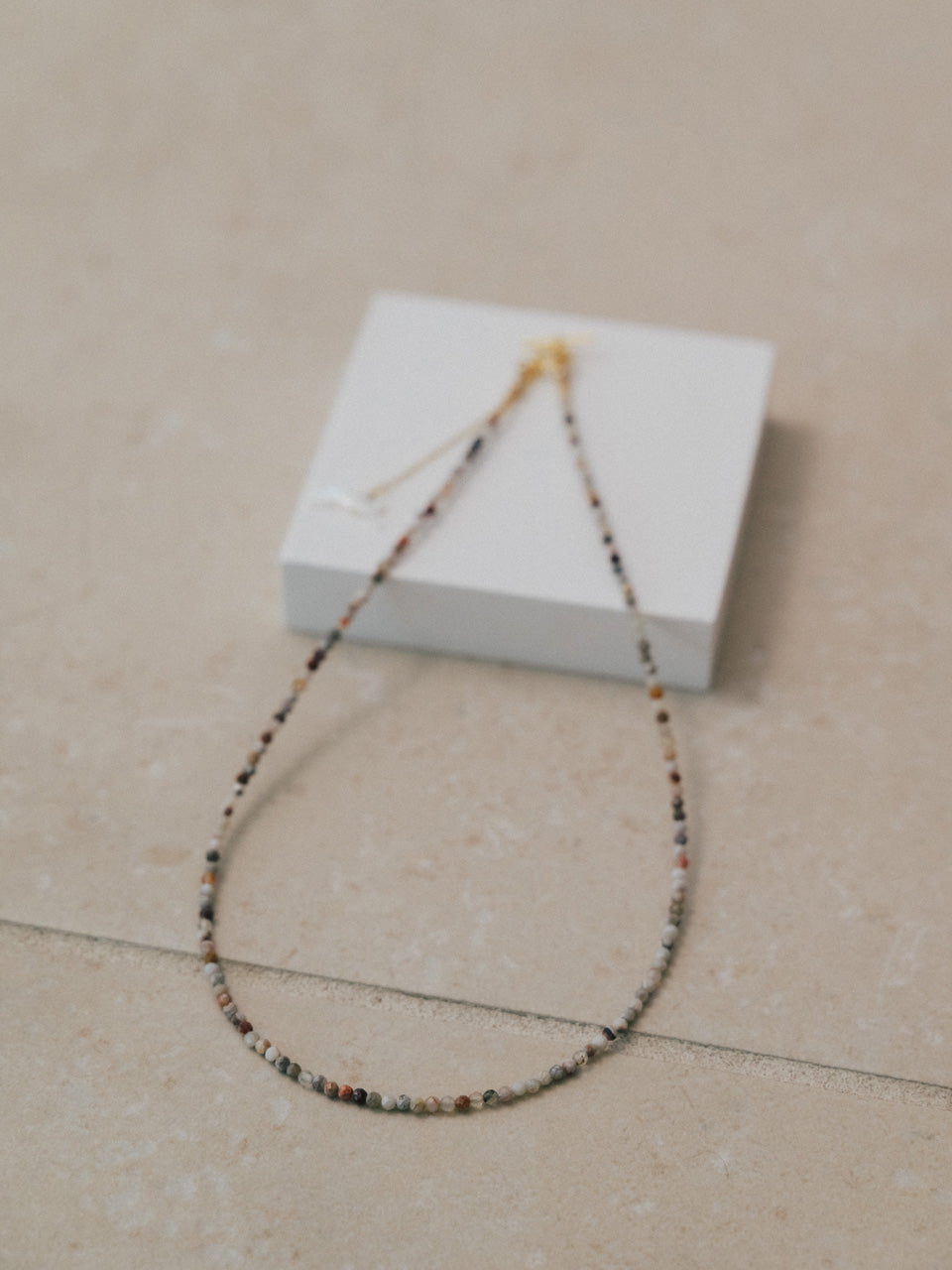 【Luce Costante】Animal short necklace Laguna lace agate