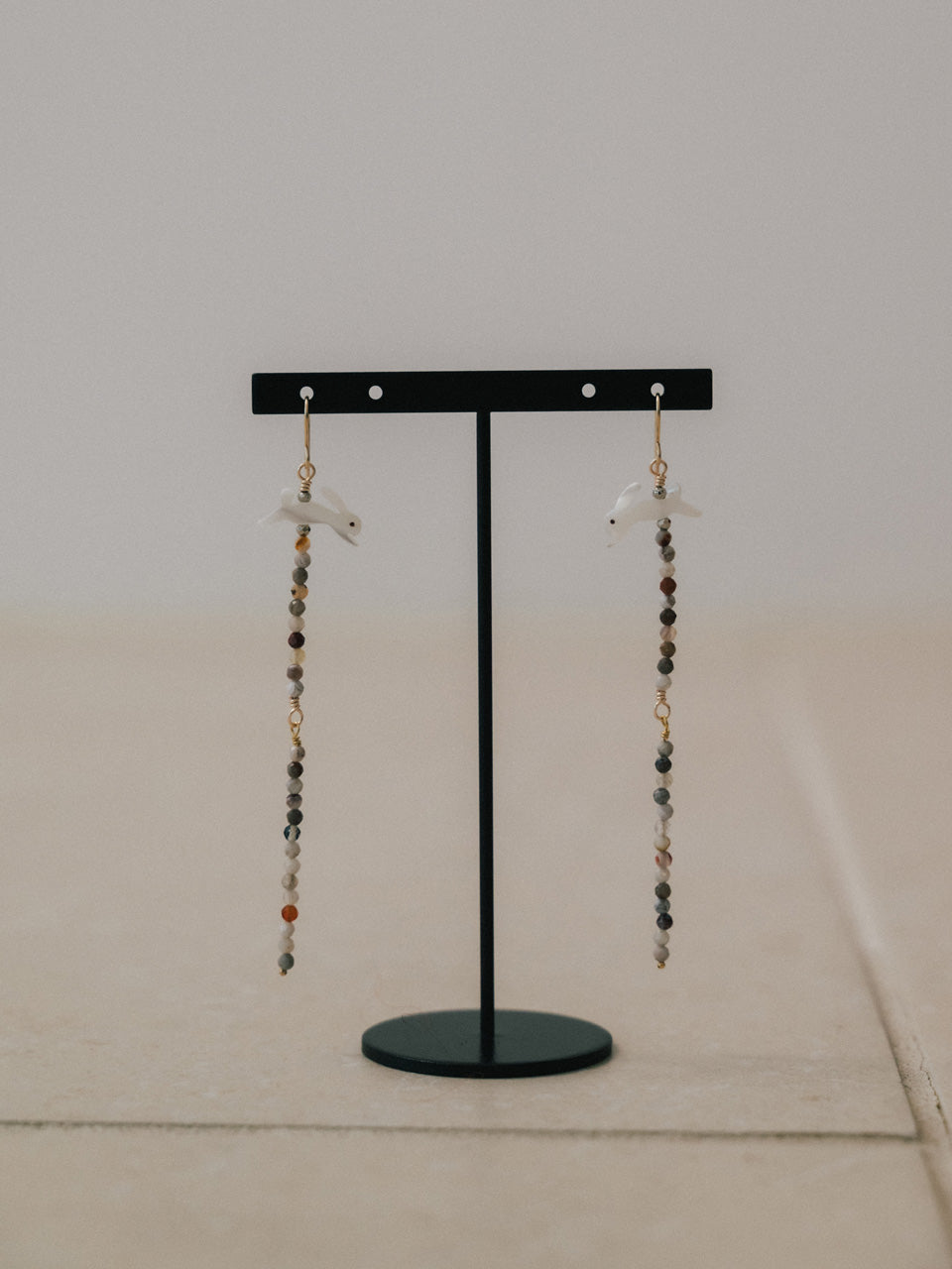 【Luce Costante】Animal long pierces(イヤリング変更可) Laguna lace agate