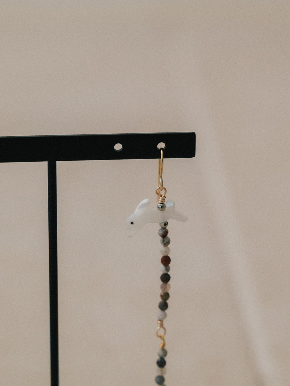 【Luce Costante】Animal long pierces(イヤリング変更可) Laguna lace agate