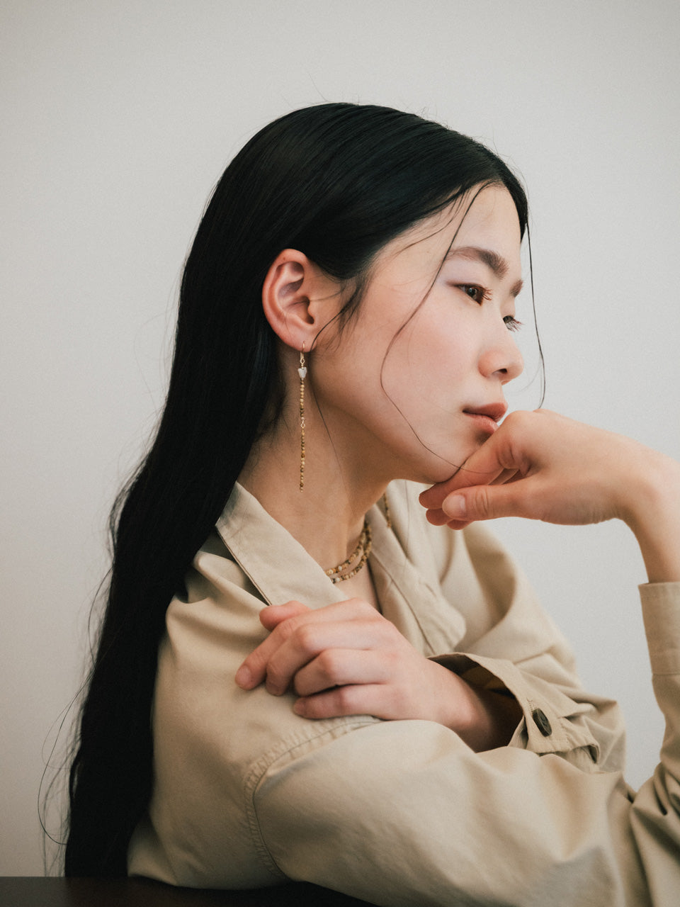 【Luce Costante】Animal long pierces(イヤリング変更可) Picasso jasper