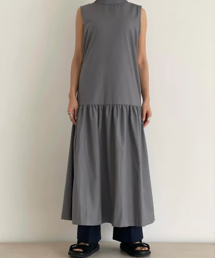 【ROOM.THE.ROOM】High-neck sleeveless dress Col. IVORY/GREY