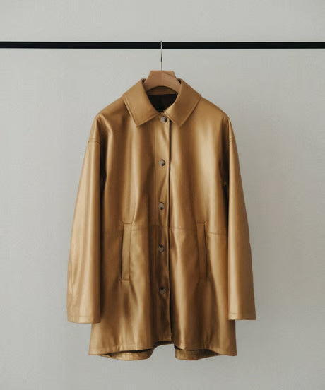 【ROOM.THE.ROOM】Agyness Fake leather jacket Col. GOLD /IVORY
